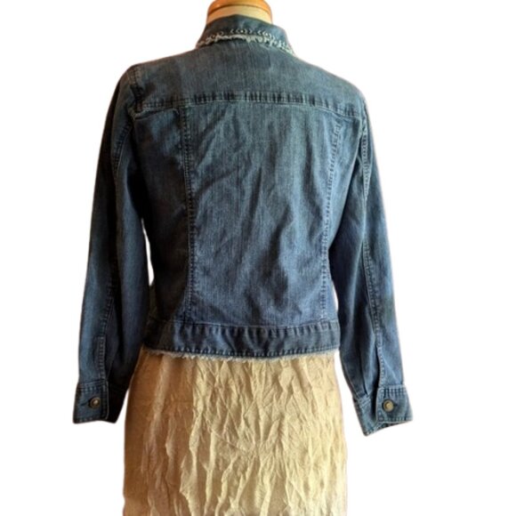 Ruby Rd Jean Jacket Fringe studs cropped. 6P - Picture 2 of 7